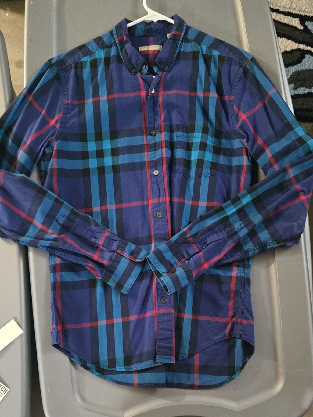 Men's Blue Plaid Button-Down Shirt